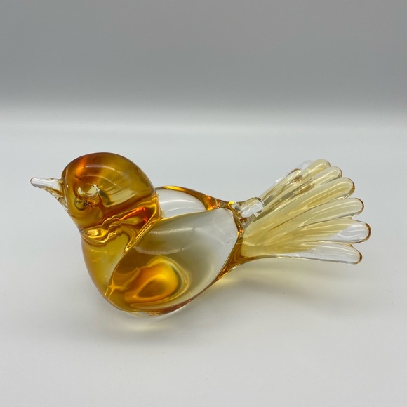 Amber Handblown Murano Glass Bird R Anatra Signed - Picture 5 of 14